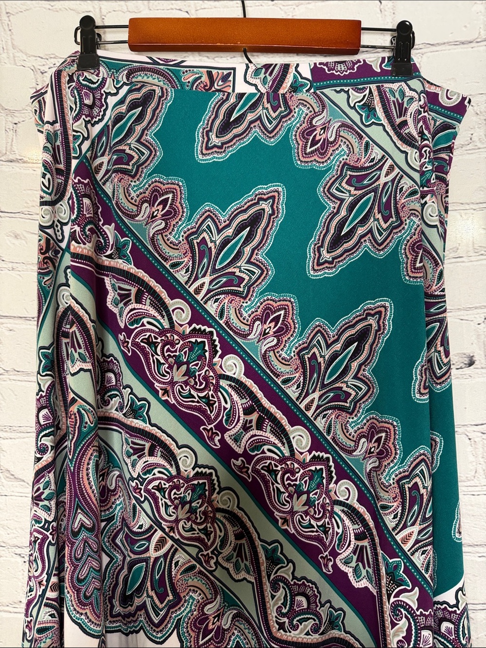 Chico’s Teal & Purple Paisley Maxi Skirt Size X-Large Excellent Condition - Picture 8 of 12
